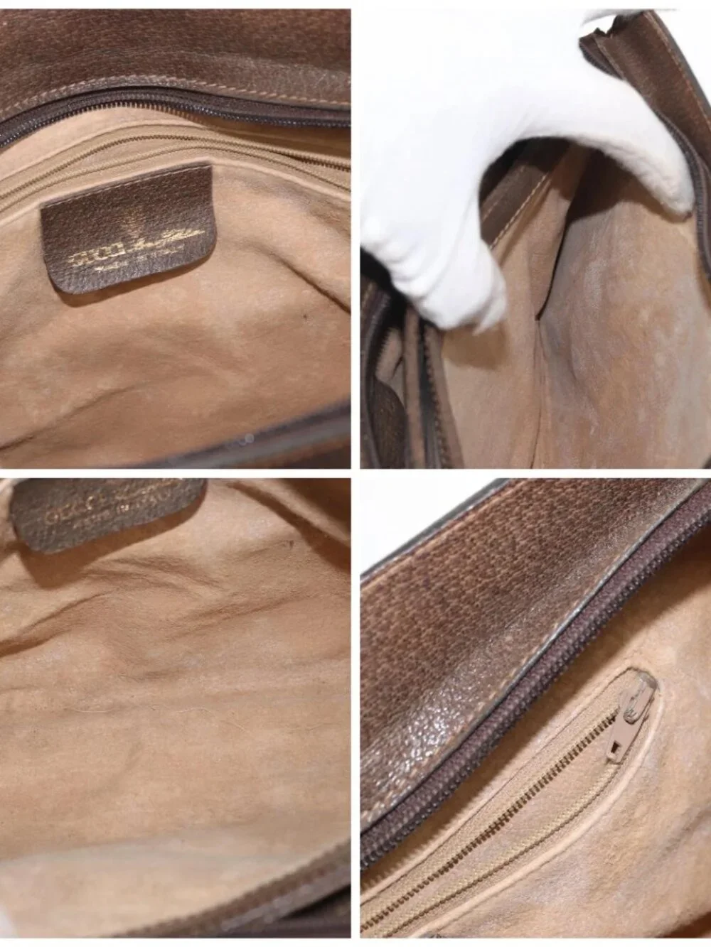 GUCCI GG Supreme Web Sherry Line Bag PVC Beige Gold 41 001 4085 Auth 158517 - Picture 15 of 16